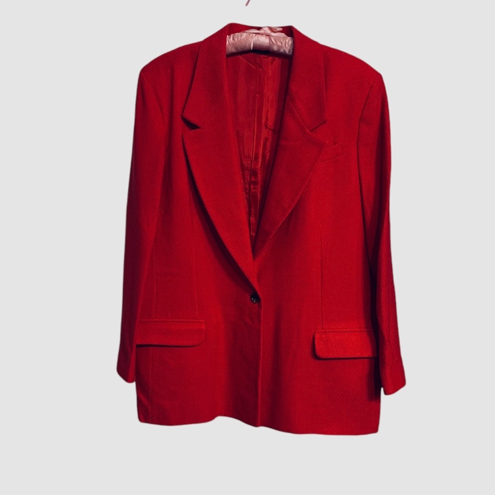 HAWKSLEY & WIGHT VINTAGE RED WOOL BLAZER WITH POCKETS - Picture 2 of 16